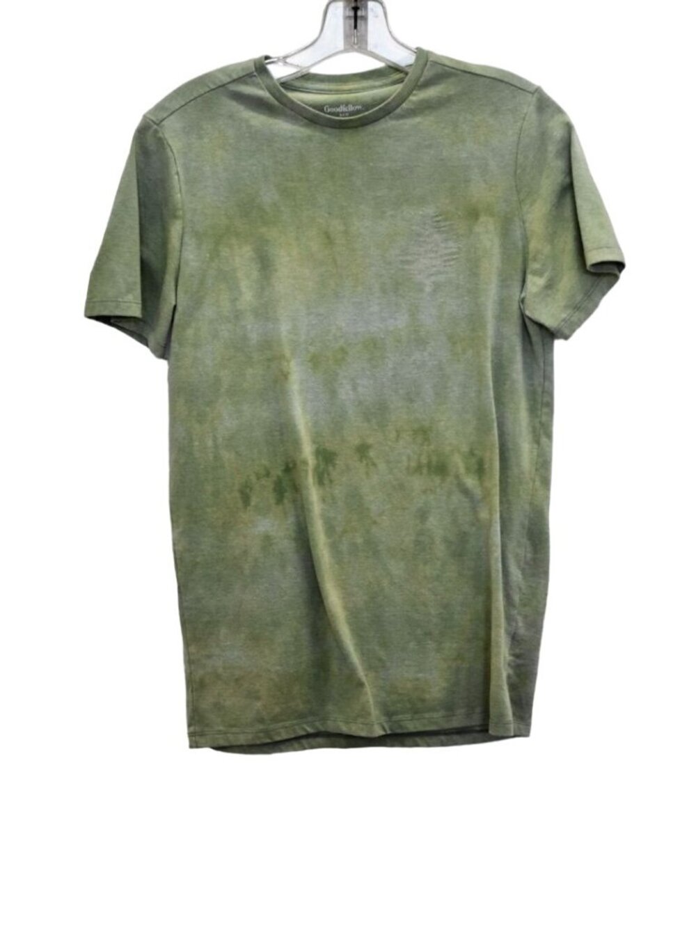 Unisex Goodfellow Green Plant Planet Custom Bleach Dye T-shirt Size S